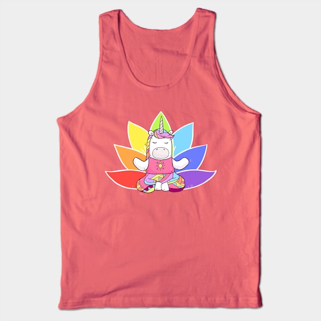 Unicorn Meditation with Lotus Tank Top by Olya Yatsenko